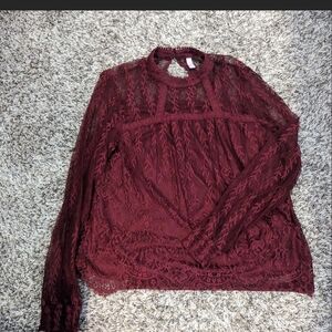 Xhilaration Burgundy Lace Blouse